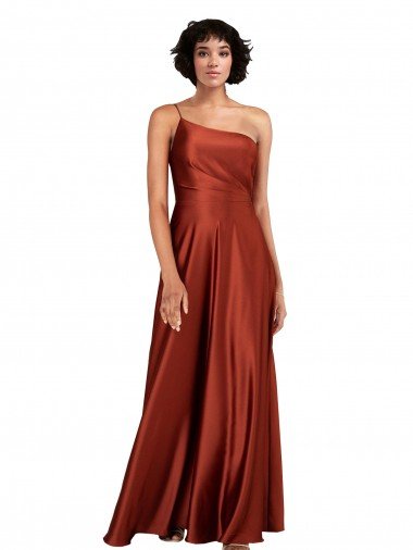 Sophisticated One Shoulder Silky Satin Evening Dress with Full Skirt Canada