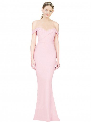 Full Length Off the Shoulder Evening Dress with Twist Front Canada